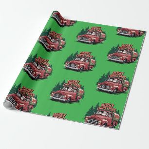 Oude vrachtwagen Kerstmis jaren 50 Cadeaupapier