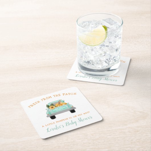 Oude vrachtwagen met pompoen op weg naar Herfst Ba Kartonnen Onderzetters (Insitu)