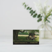 Oude vrachtwagen onder de  structuurauto visitekaartje (Staand voorkant)