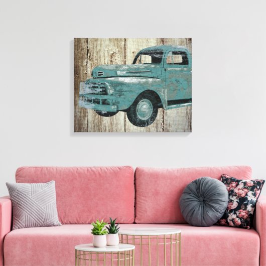  oude vrachtwagen op rustieke houten canvas kunst (Insitu (Woonkamer))