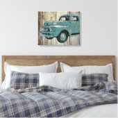 oude vrachtwagen op rustieke houten canvas kunst (Insitu (Slaapkamer))