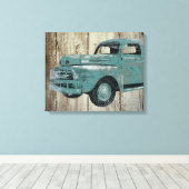 oude vrachtwagen op rustieke houten canvas kunst (Insitu (Houten vloer))