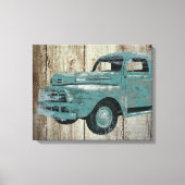  oude vrachtwagen op rustieke houten canvas kunst (Voorkant)