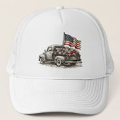Oude Vrachtwagen Vlag Trucker Pet (Voorkant)