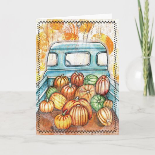 Oude vrachtwagen vol met pompoenen Notecard Kaart (Voorkant)