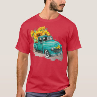 Oude vrachtwagen zonnebloemen platteland landelijk t-shirt