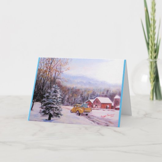 Oude vrachtwagens Kerstmis Kaart (Voorkant)