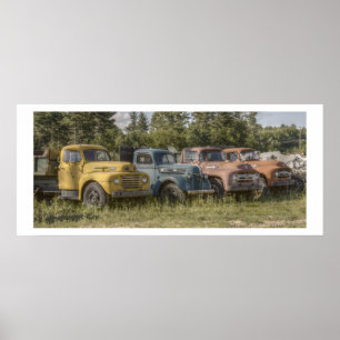 Oude vrachtwagens poster
