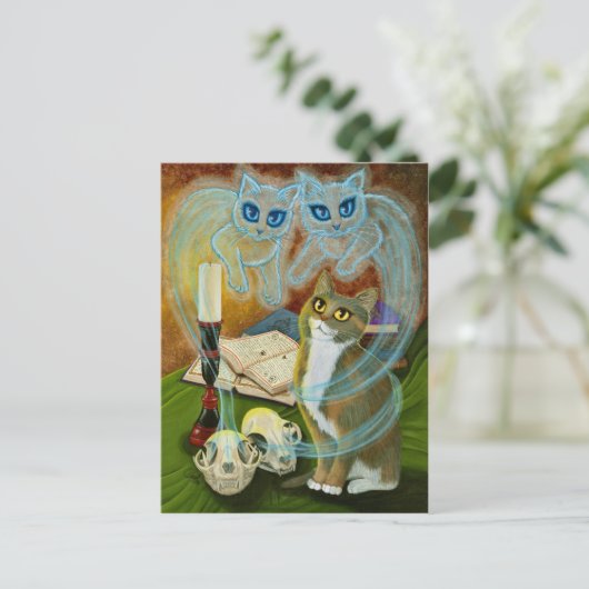 Oude vrienden, Ghost Cat Art Briefkaart (Staand voorkant)