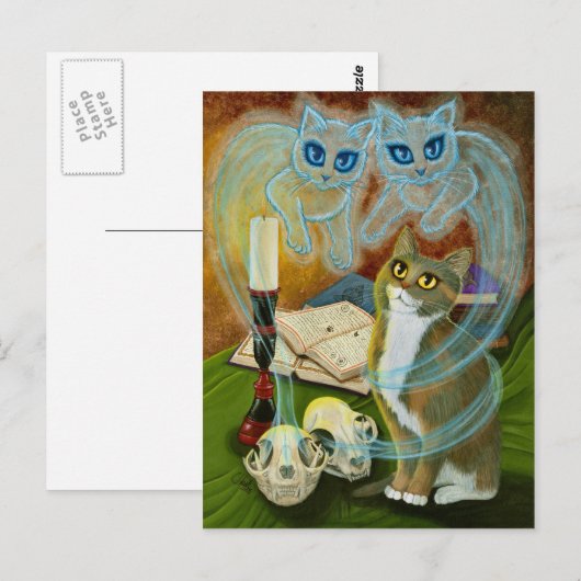 Oude vrienden, Ghost Cat Art Briefkaart (Voorkant / Achterkant)