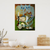 Oude vrienden, Ghost Cats Art Poster (Keuken)