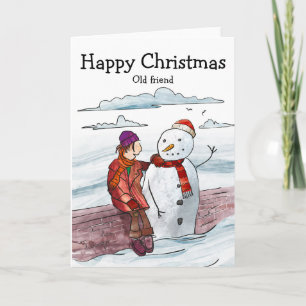 Oude vrienden met kerstmis kaart