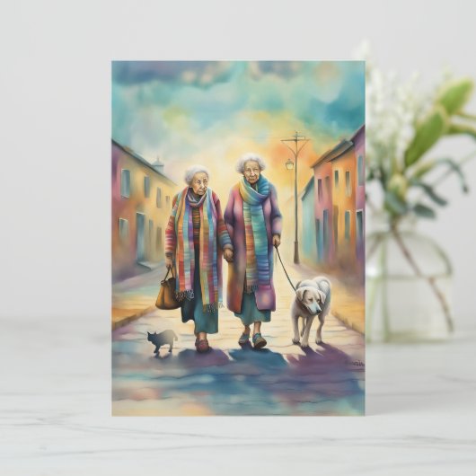 Oude vrienden Wenskaart Bedankkaart (Staand voorkant)