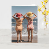 Oude vriendinnen op het strand kaart (Gele Bloem)