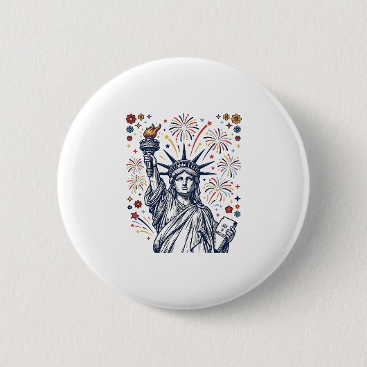 Oude vrijheid vuurwerk patriottisch vector ontwerp ronde button 5,7 cm (Voorkant)