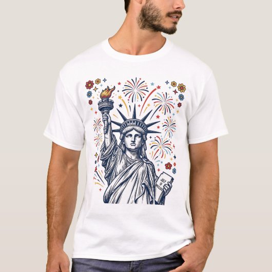 Oude vrijheid vuurwerk patriottisch vector ontwerp t-shirt (Voorkant)