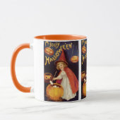 Oude vrolijke Halloween heks van Ellen Clapsaddle Mok (Links)