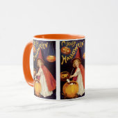 Oude vrolijke Halloween heks van Ellen Clapsaddle Mok (Voorkant links)