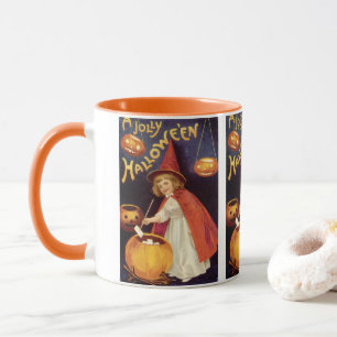 Oude vrolijke Halloween heks van Ellen Clapsaddle Mok