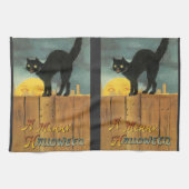 Oude vrolijke Halloween kat van Ellen Clapsaddle Theedoek (Horizontaal)