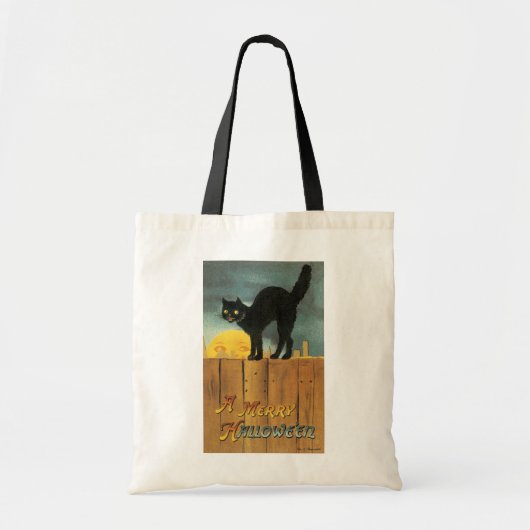 Oude vrolijke Halloween kat van Ellen Clapsaddle Tote Bag (Voorkant)