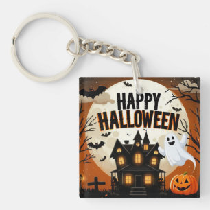 Oude vrolijke Halloween kunst Sleutelhanger