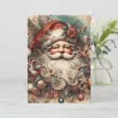 Oude vrolijke kerstman gezicht cadeaus feestdagenkaart (Staand voorkant)