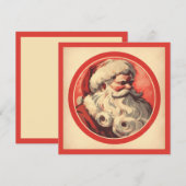 Oude vrolijke Kerstman Retro Illustratie Feestdagenkaart (Voorkant / Achterkant)