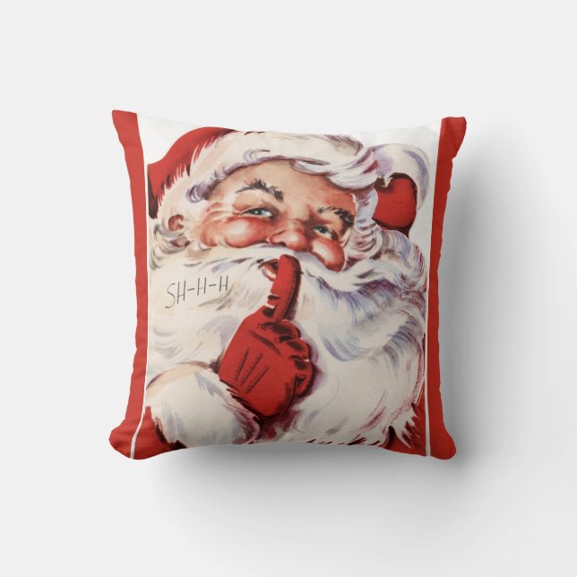 Oude vrolijke oude Sinterklaas Shhh Rode Worp Kuss Kussen (Voorkant)