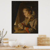 "Oude vrouw bidden" Poster (Keuken)