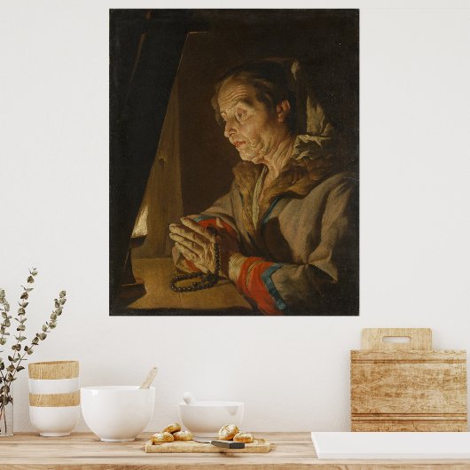 "Oude vrouw bidden" Poster (Keuken)