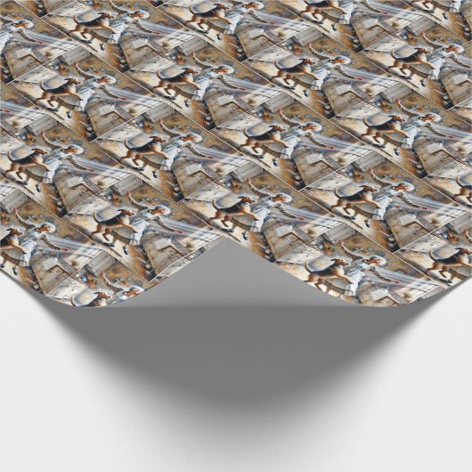 Oude vrouw dansen met hond cadeaupapier (Hoek)