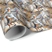 Oude vrouw dansen met hond cadeaupapier (Rol Hoek)