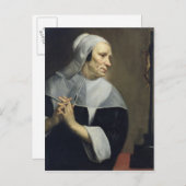 Oude vrouw die bidt briefkaart (Voorkant / Achterkant)