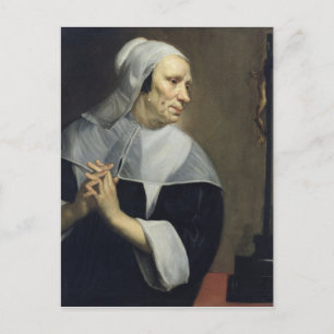 Oude vrouw die bidt briefkaart