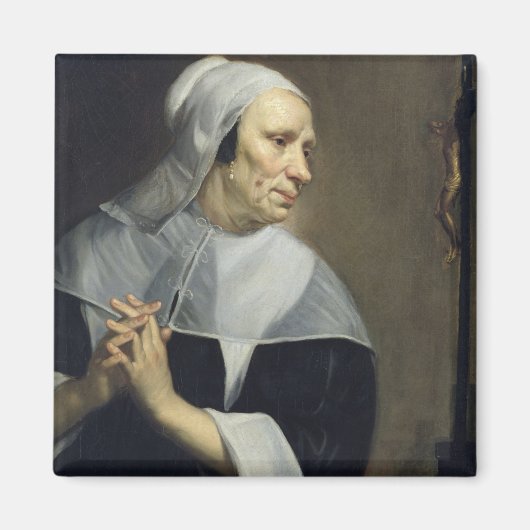 Oude vrouw die bidt magneet (Voorkant)