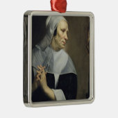 Oude vrouw die bidt metalen ornament (Rechts)
