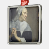 Oude vrouw die bidt metalen ornament (Links)