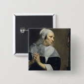 Oude vrouw die bidt vierkante button 5,1 cm (Voorkant /achterkant)