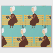 Oude vrouw die de bijbel leest cadeaupapier (Vlak)