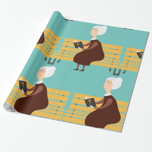 Oude vrouw die de bijbel leest cadeaupapier (Uitgerold)