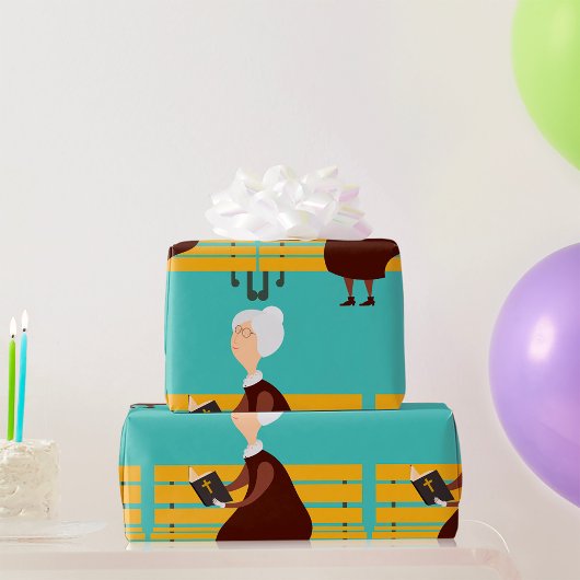 Oude vrouw die de bijbel leest cadeaupapier