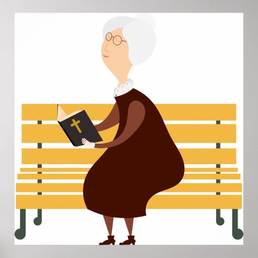Oude vrouw die de bijbel leest poster (Voorkant)