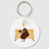 Oude vrouw die de bijbel leest sleutelhanger (Voorkant)