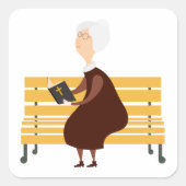 Oude vrouw die de bijbel leest vierkante sticker (Voorkant)