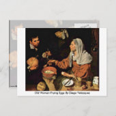 Oude vrouw die eieren geeft van Diego Velazquez Briefkaart (Voorkant / Achterkant)