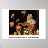 Oude vrouw die eieren geeft van Diego Velazquez Poster (Voorkant)