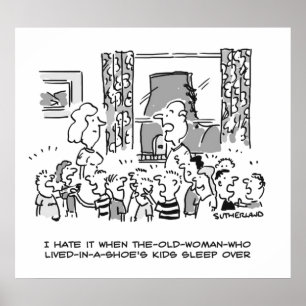 Oude vrouw die in de Kinder slaapmachine van een h Poster