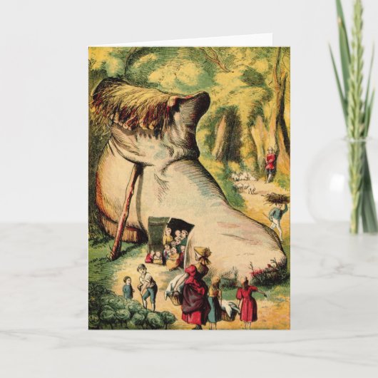 Oude vrouw die in een schoen woont, Wenskaart Kaart (Voorkant)