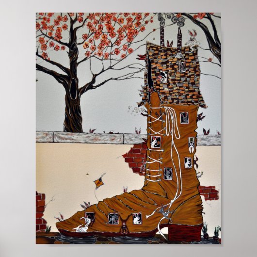 Oude vrouw die in een schoenafdruk woonde poster (Voorkant)